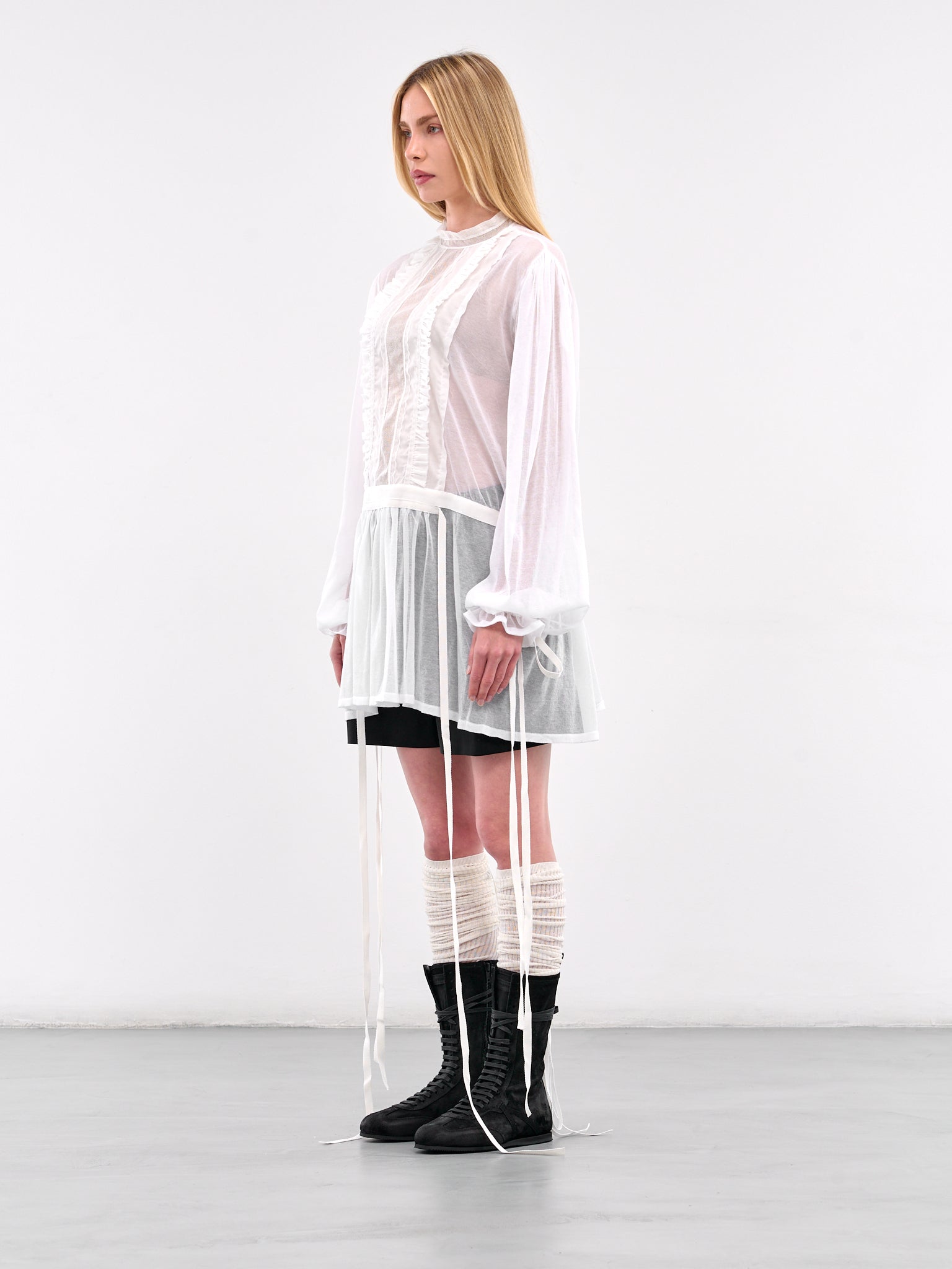 Tanit Frilled Mini Dress (B0012853-KN008-NATURAL-WHITE)