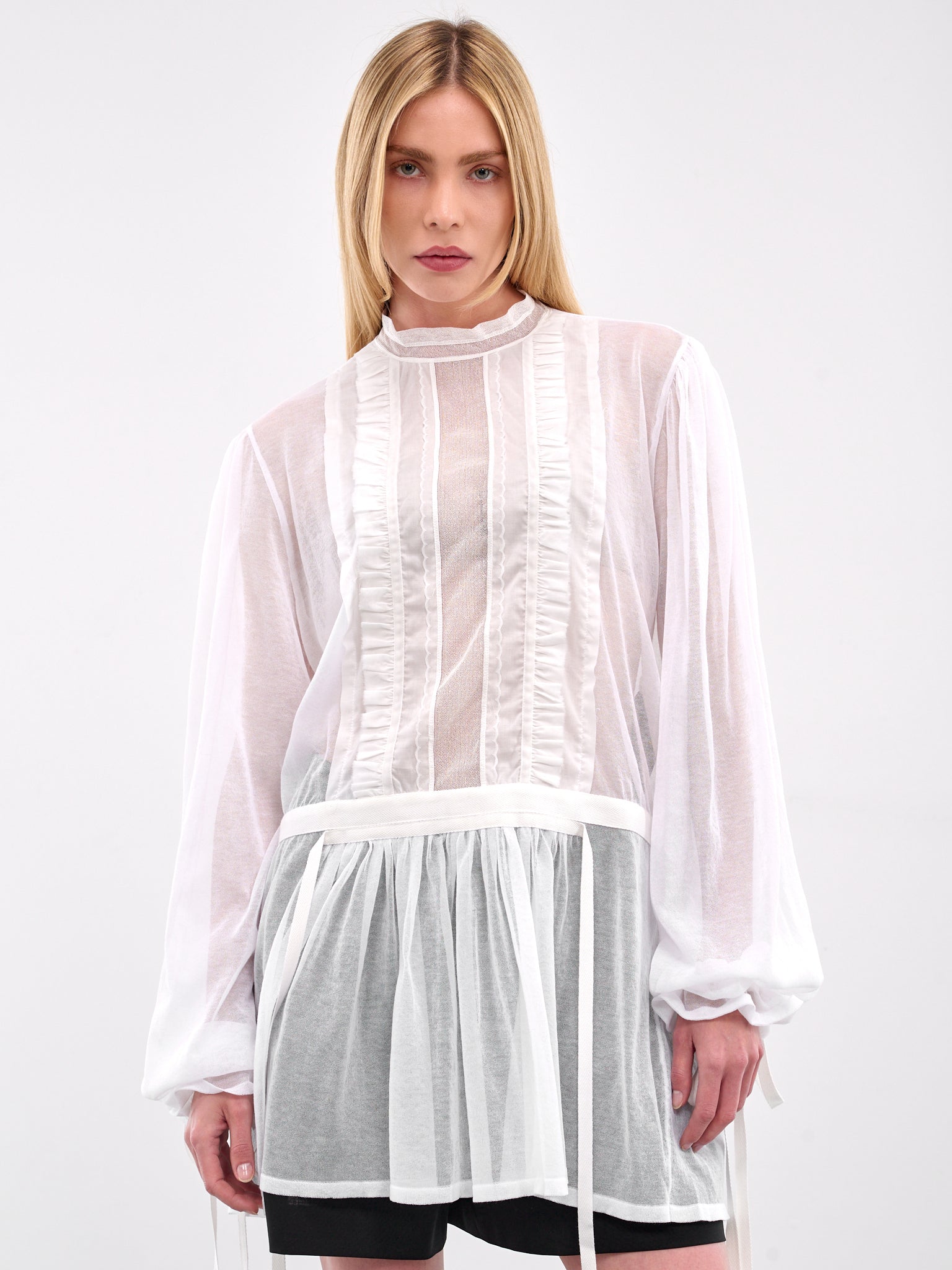 Tanit Frilled Mini Dress (B0012853-KN008-NATURAL-WHITE)