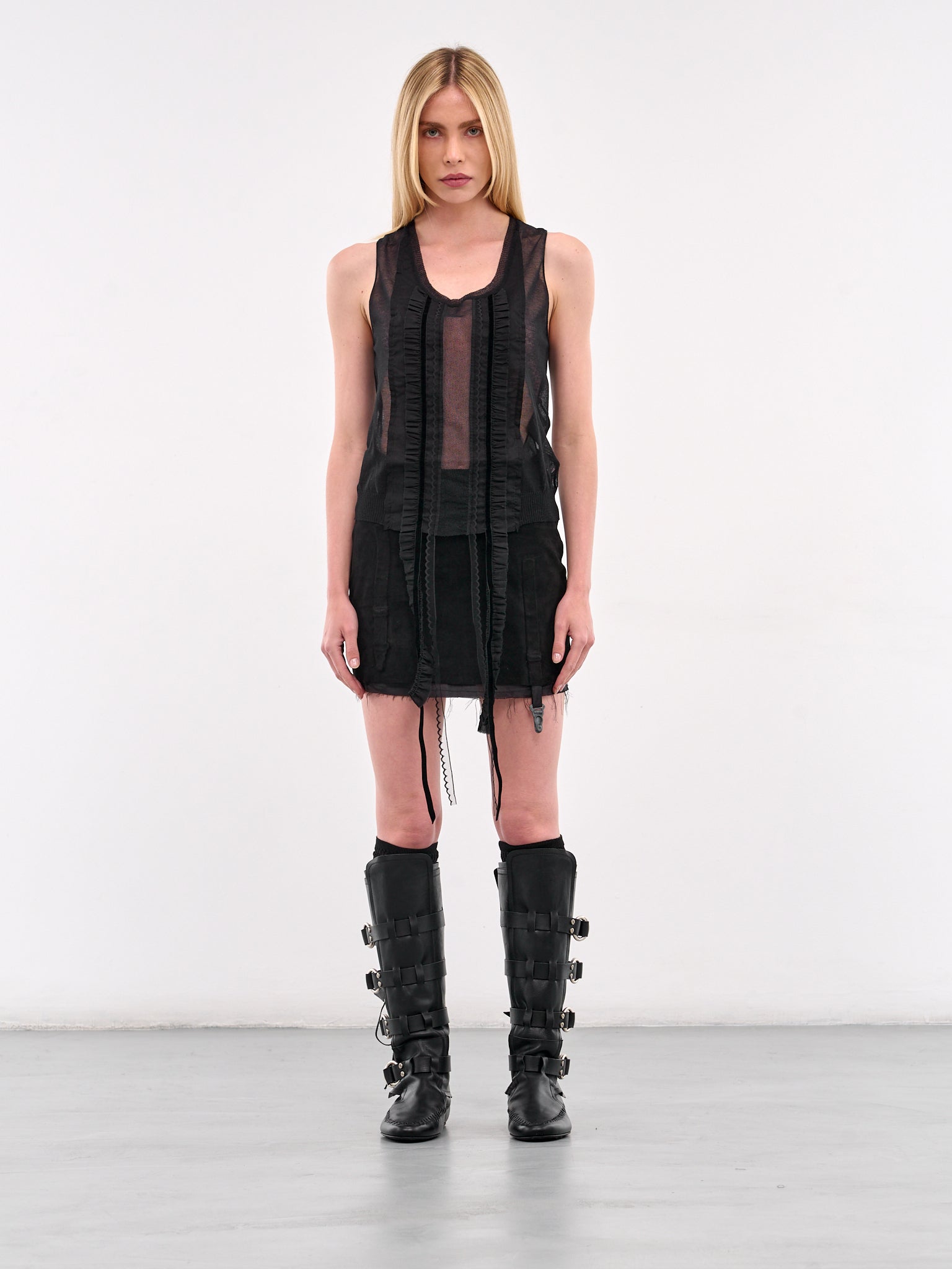 Lotta Draped Trim Tank (B0012855-KN008-BLACK)