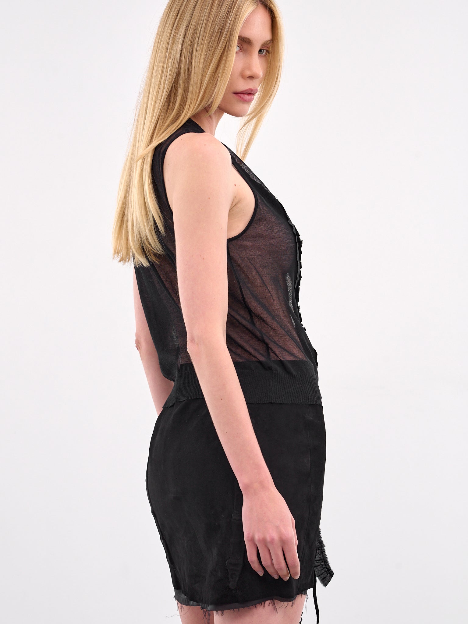 Lotta Draped Trim Tank (B0012855-KN008-BLACK)
