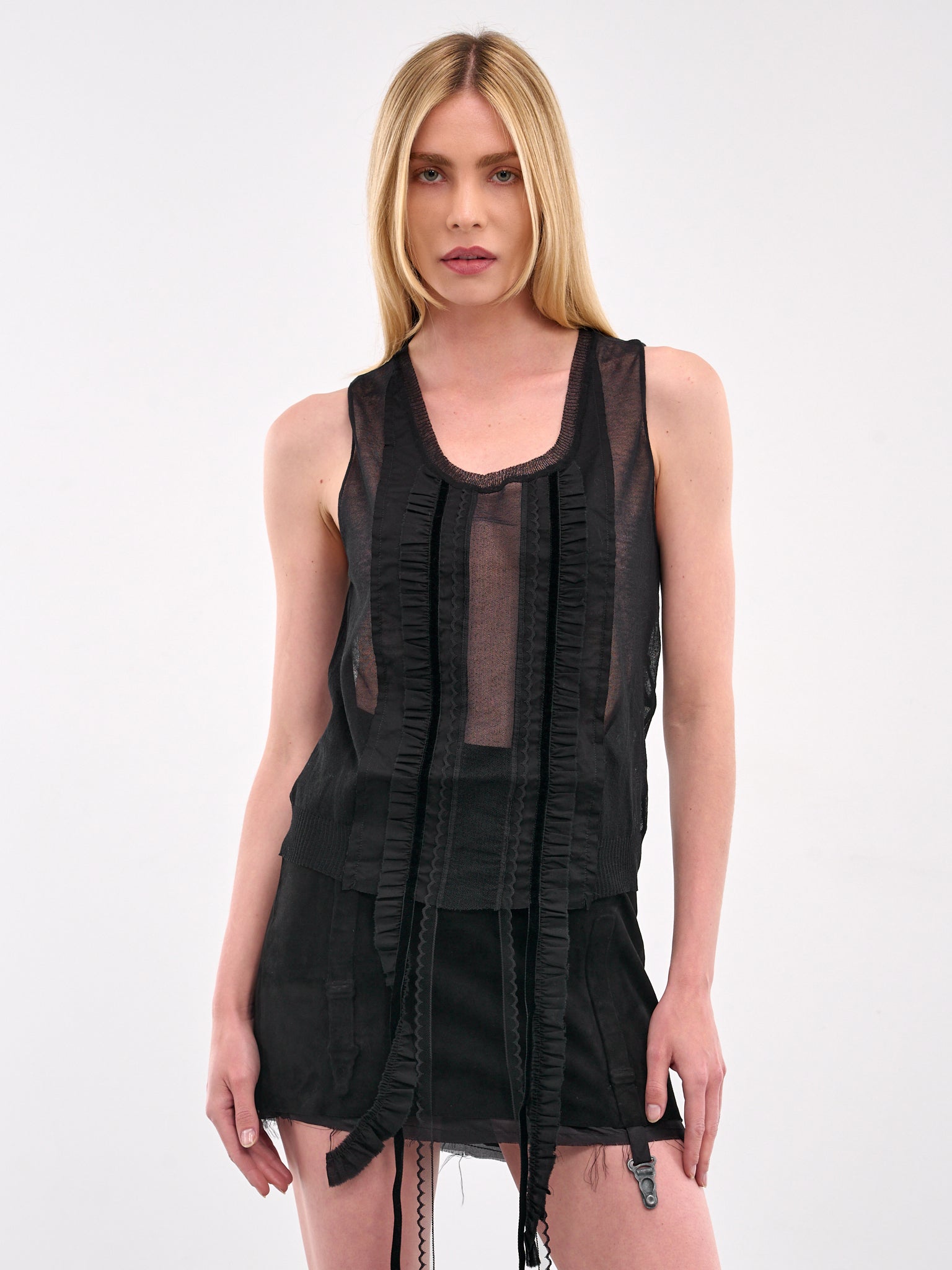 Lotta Draped Trim Tank (B0012855-KN008-BLACK)
