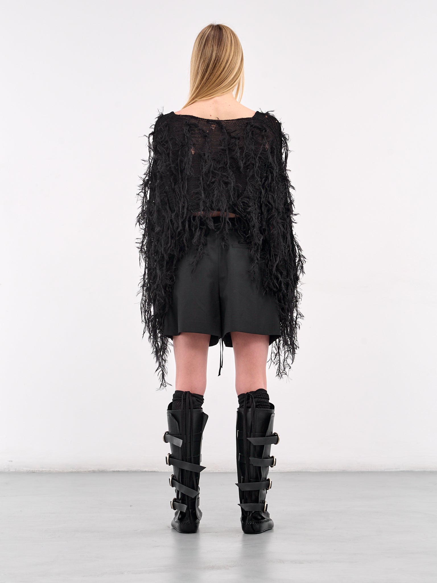 Feather Crop Cardigan (B0012856-KN064-BLACK)