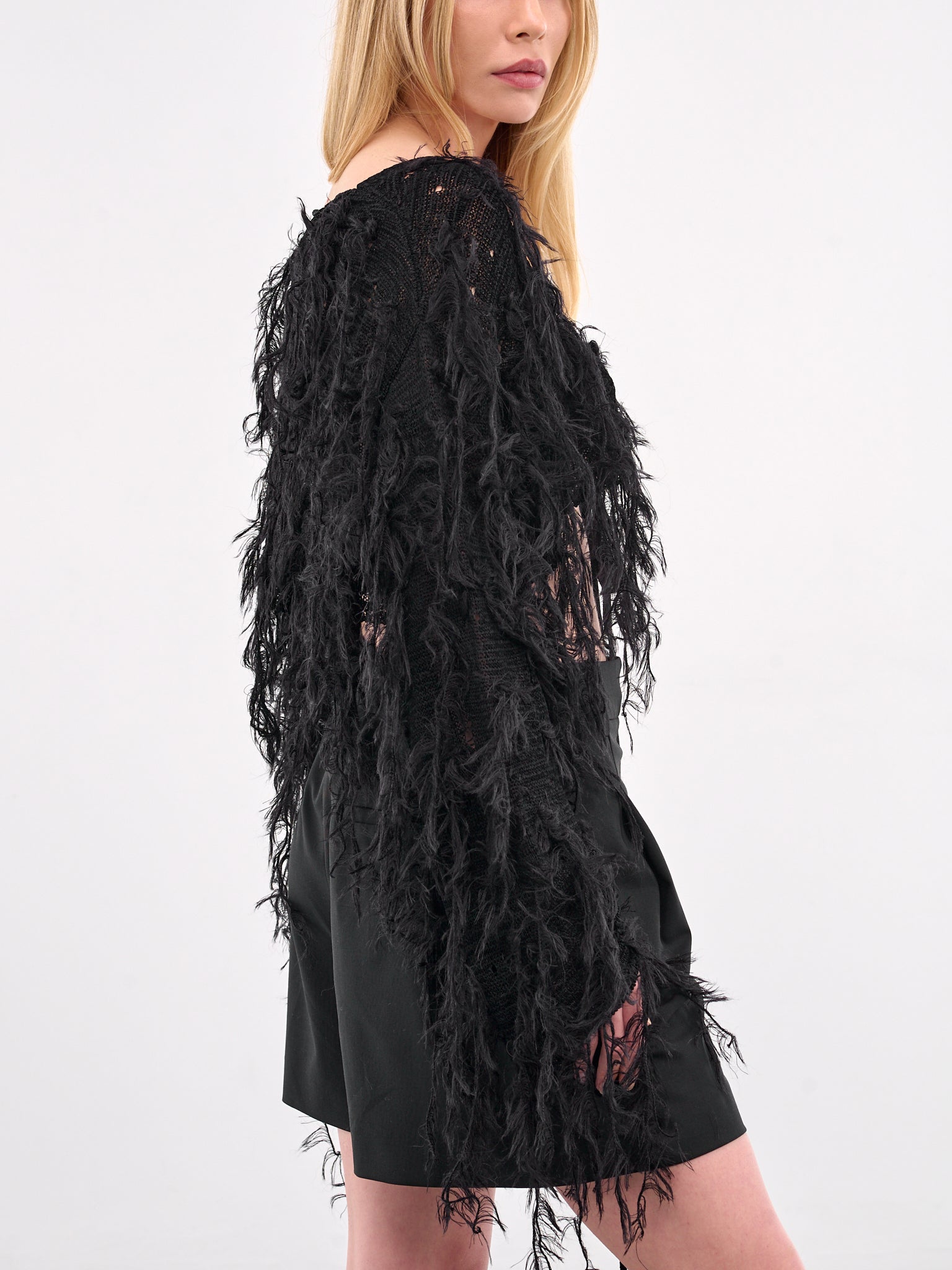 Feather Crop Cardigan (B0012856-KN064-BLACK)