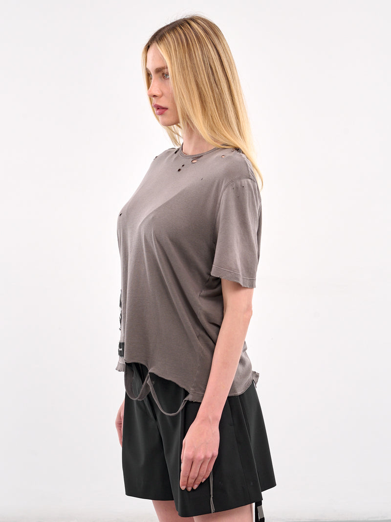 Fanie Distressed Patches Tee (B0013050-FA638-CLOUDY-GREY)