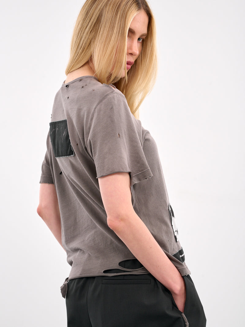 Fanie Distressed Patches Tee (B0013050-FA638-CLOUDY-GREY)