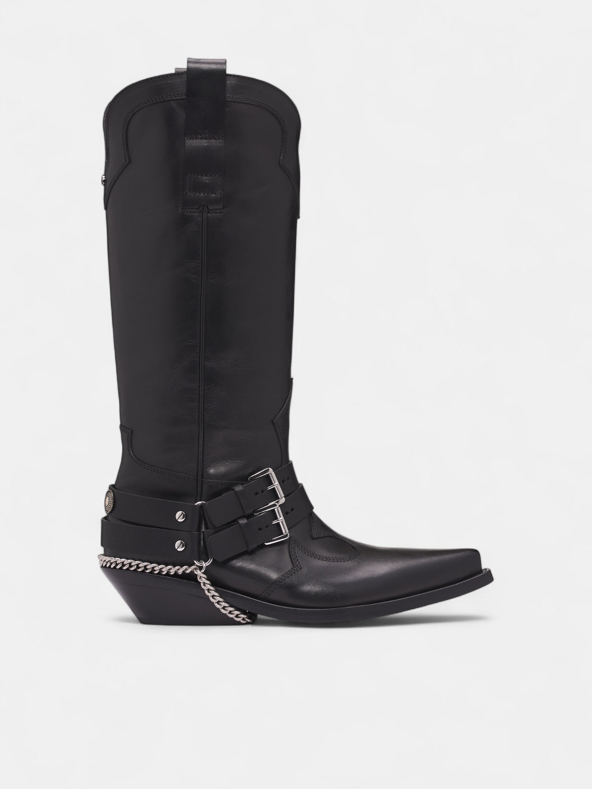 Black Leather Finnbo Santiago Boots (B0013360-LT168-BLACK)