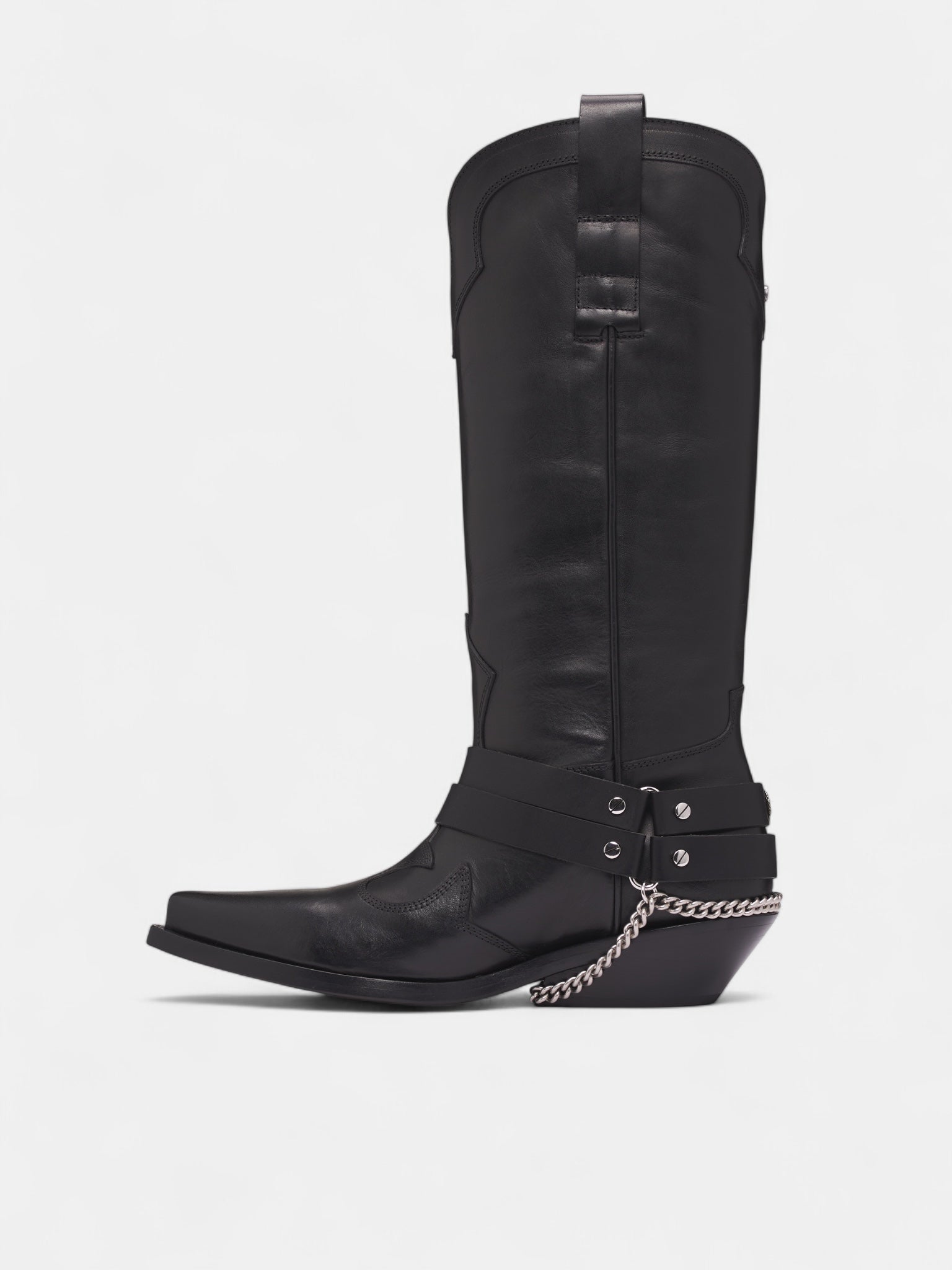 Black Leather Finnbo Santiago Boots (B0013360-LT168-BLACK)