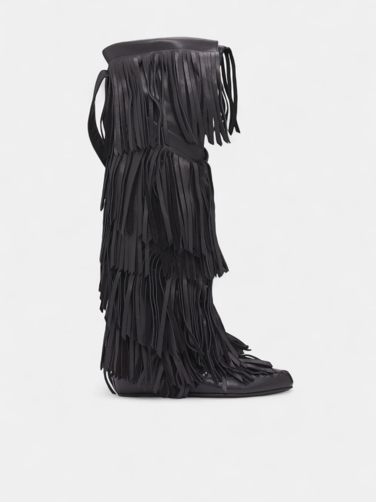 Black Aala Soft Fringe Boots (B0013364-LT170-BLACK)