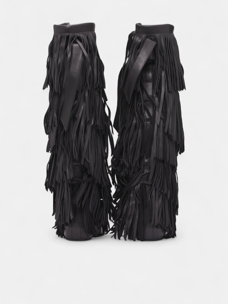 Black Aala Soft Fringe Boots (B0013364-LT170-BLACK)