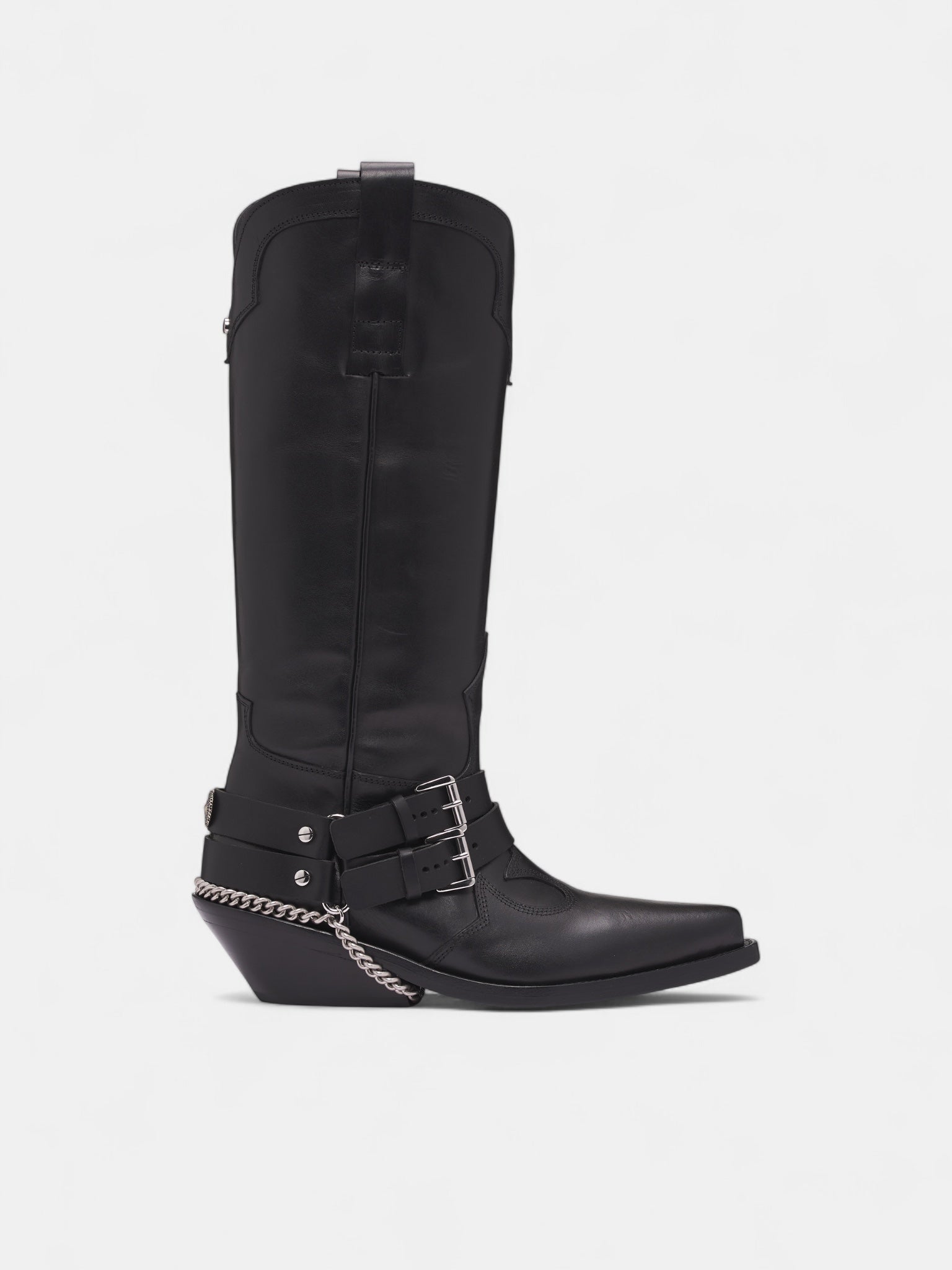 Black Leather Finnbo Santiago Boots (B0013373-LT168-BLACK)