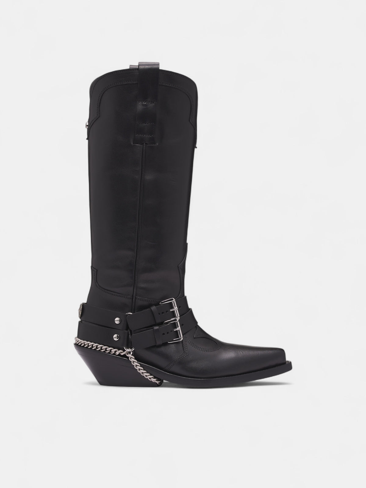 Black Leather Finnbo Santiago Boots (B0013373-LT168-BLACK)