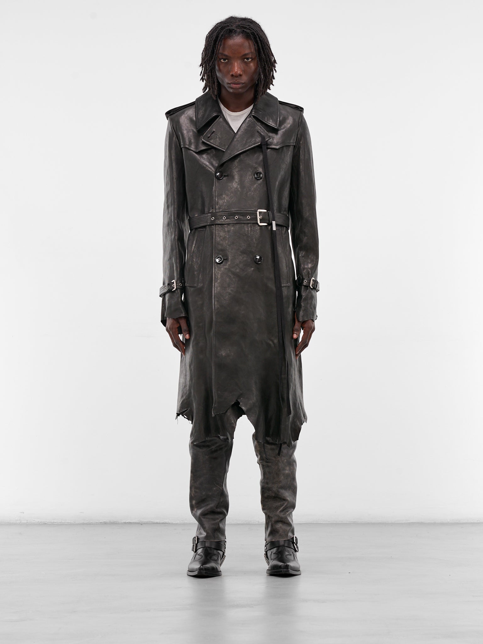 Flupke Black Vintage Leather Coat (B0013390-LT137-BLACK)