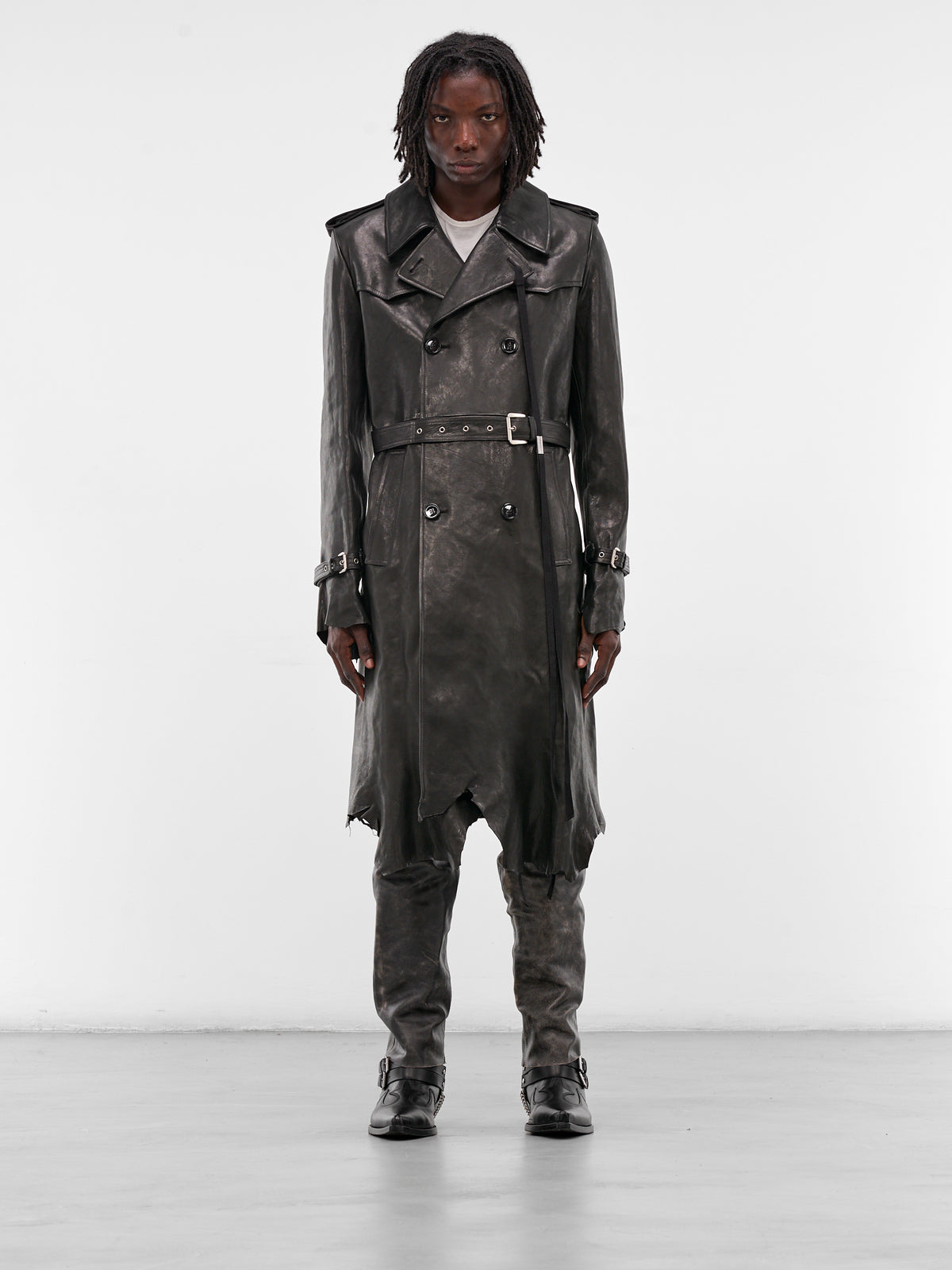 Flupke Black Vintage Leather Coat (B0013390-LT137-BLACK)