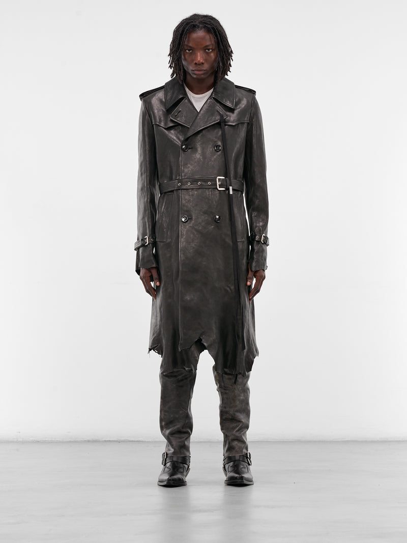 Flupke Black Vintage Leather Coat (B0013390-LT137-BLACK)