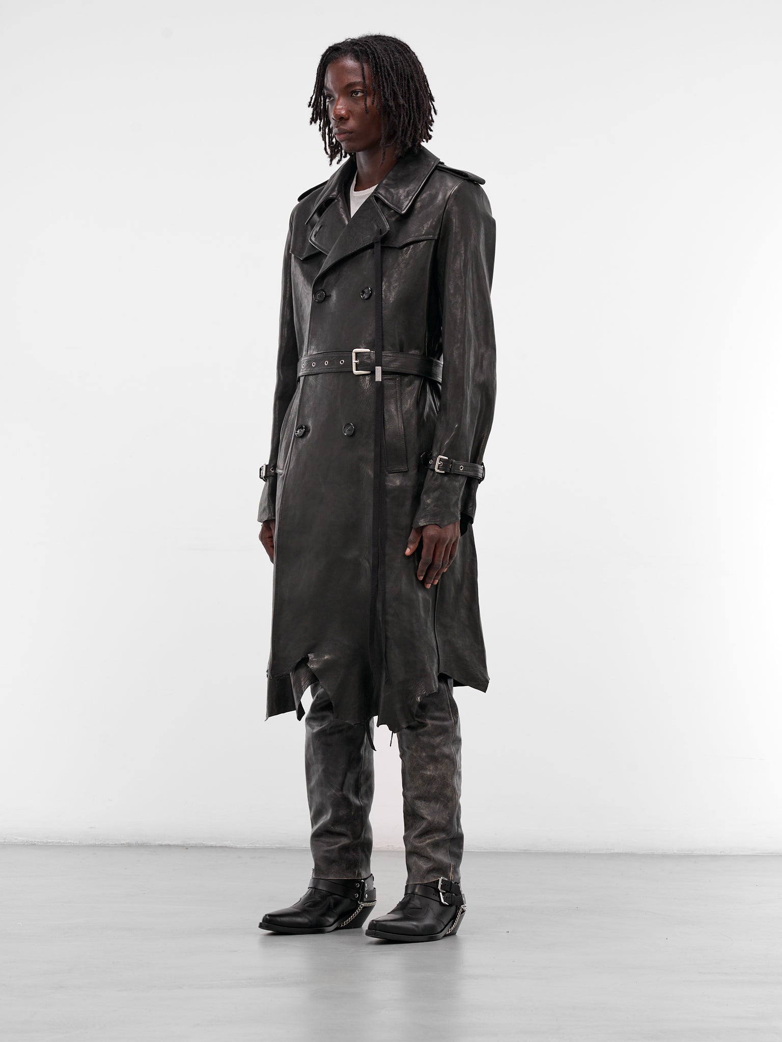 Flupke Black Vintage Leather Coat (B0013390-LT137-BLACK)