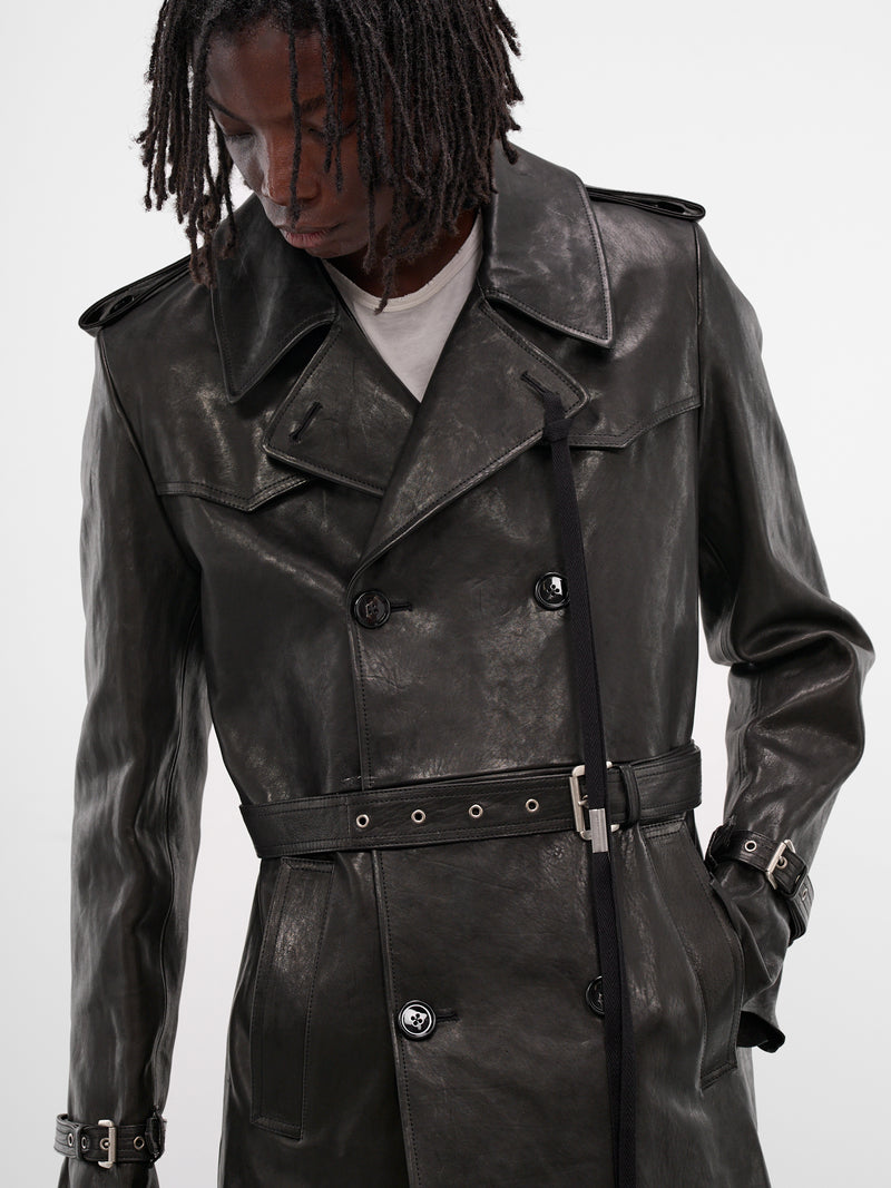 Flupke Black Vintage Leather Coat (B0013390-LT137-BLACK)