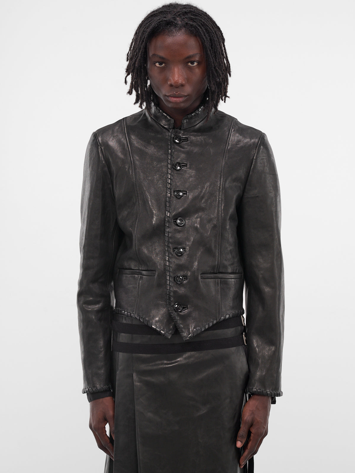 Rikus Lamb Leather Laced Jacket (B0013392-LT137-BLACK)