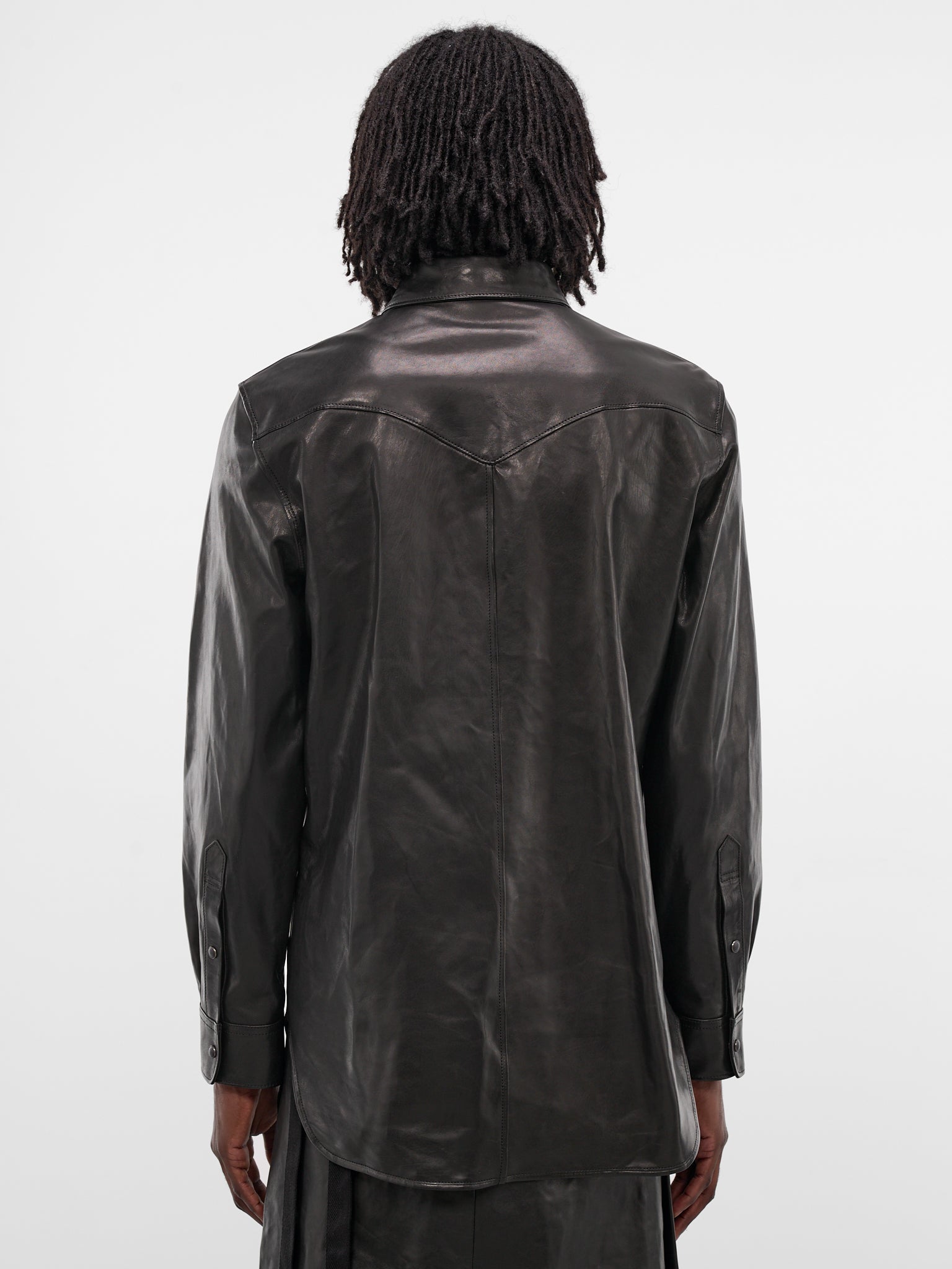 Benedictus Black Lambskin Button-Up Shirt (B0013403-LT137-BLACK)
