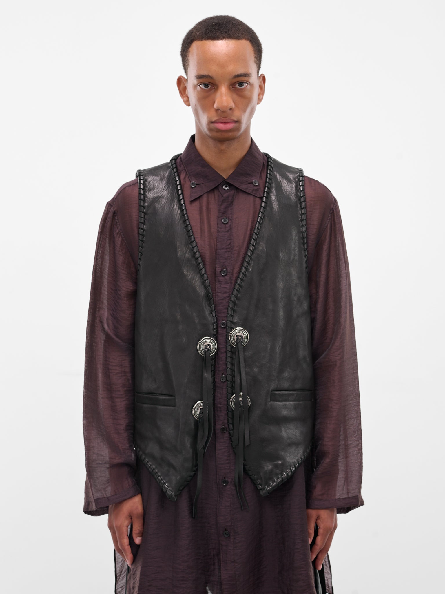 Tim Black Lamb Leather Vest (B0013407-LT137-099-BLACK)