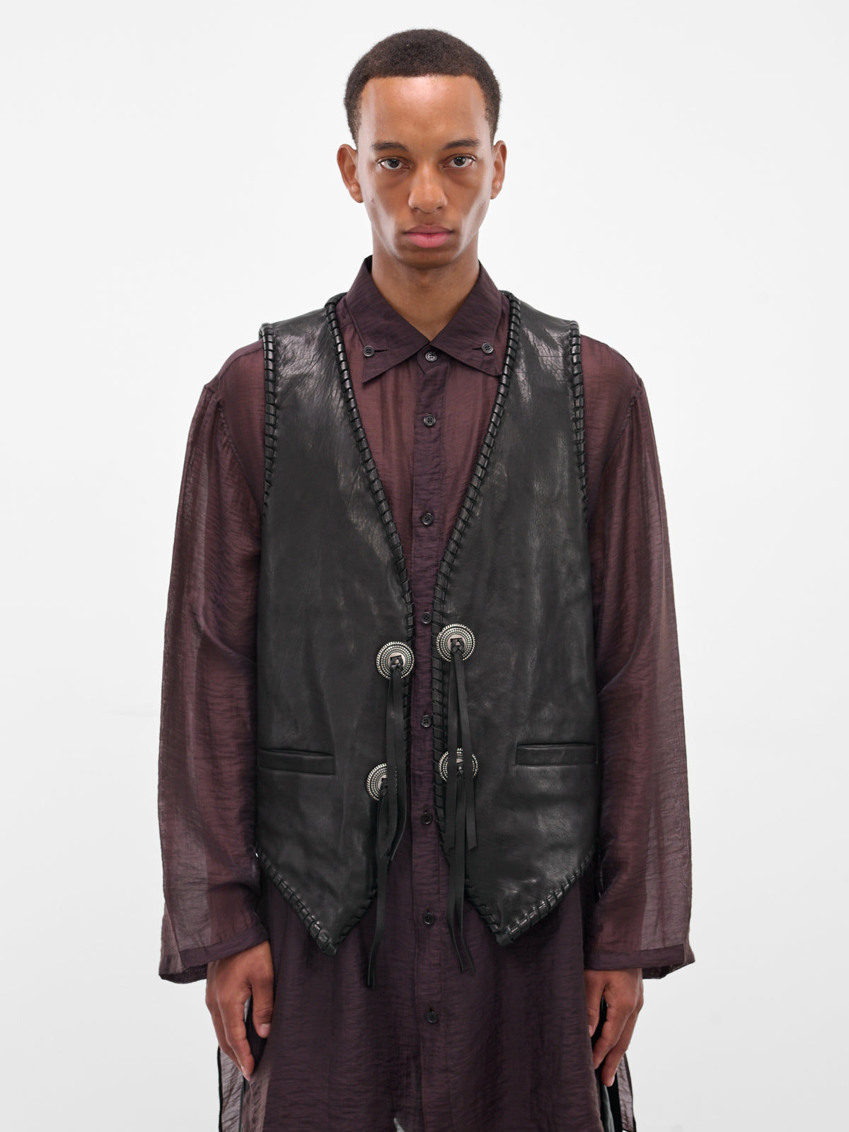 Tim Black Lamb Leather Vest (B0013407-LT137-099-BLACK)