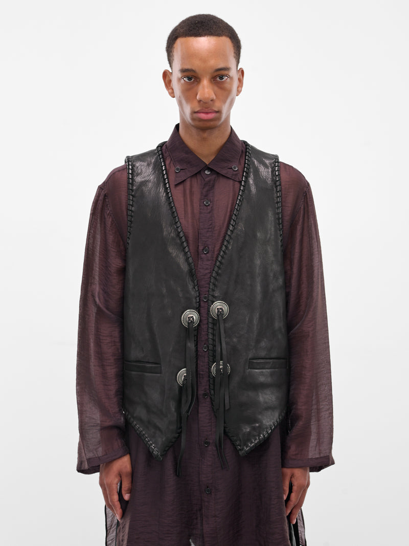 Tim Black Lamb Leather Vest (B0013407-LT137-099-BLACK)