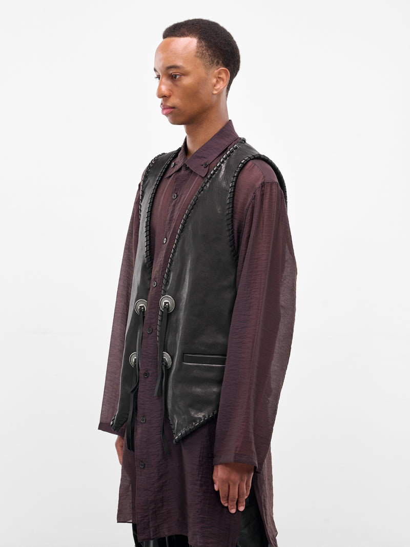 Tim Black Lamb Leather Vest (B0013407-LT137-099-BLACK)