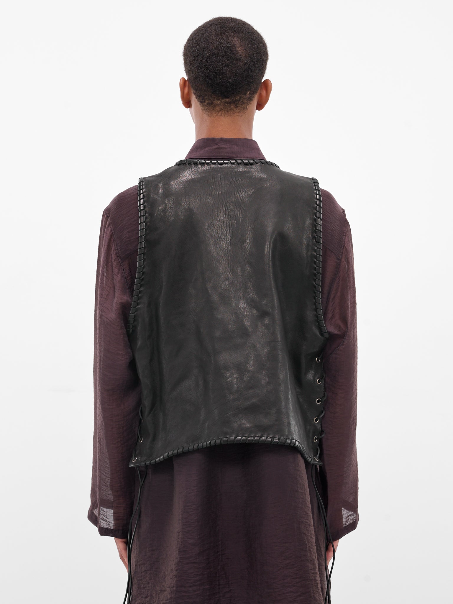 Tim Black Lamb Leather Vest (B0013407-LT137-099-BLACK)