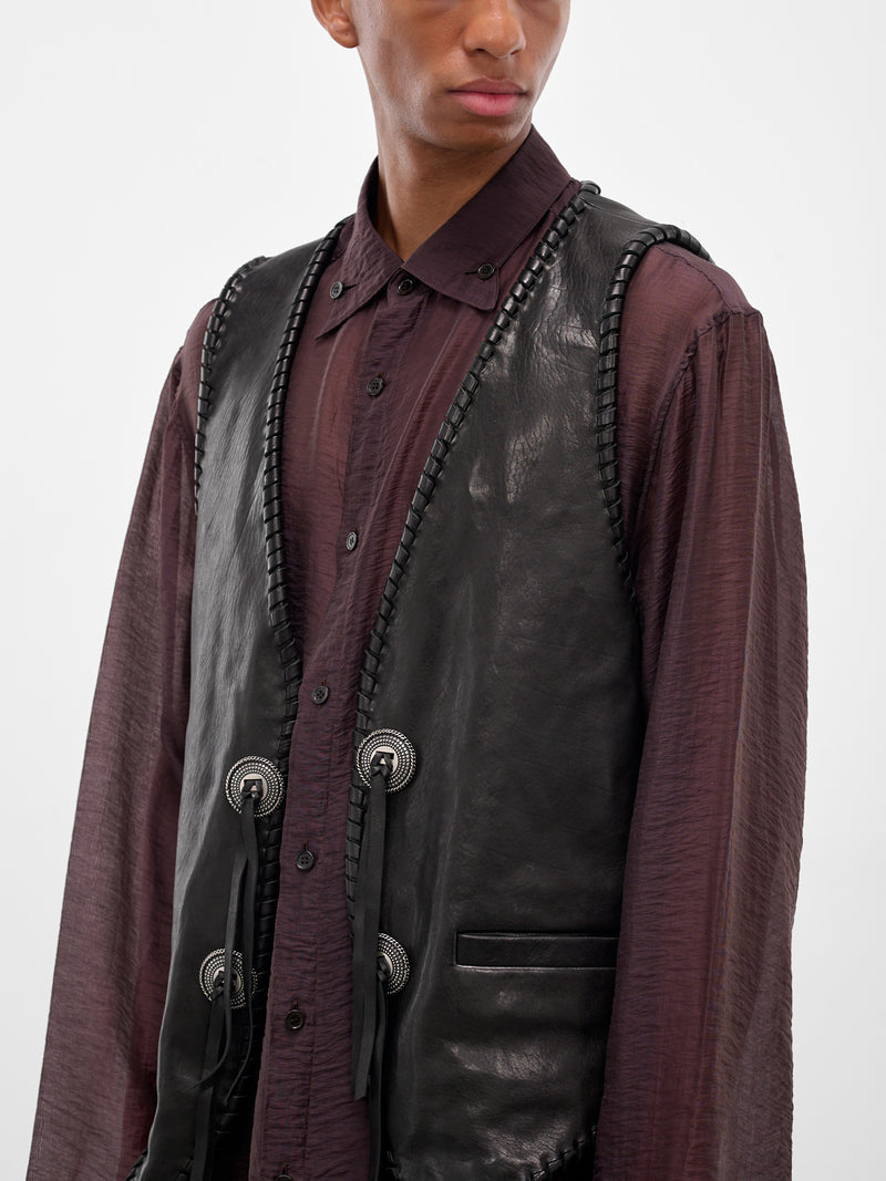 Tim Black Lamb Leather Vest (B0013407-LT137-099-BLACK)