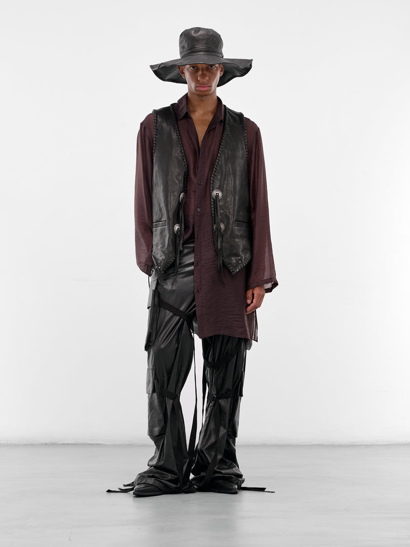 Tim Black Lamb Leather Vest (B0013407-LT137-099-BLACK)