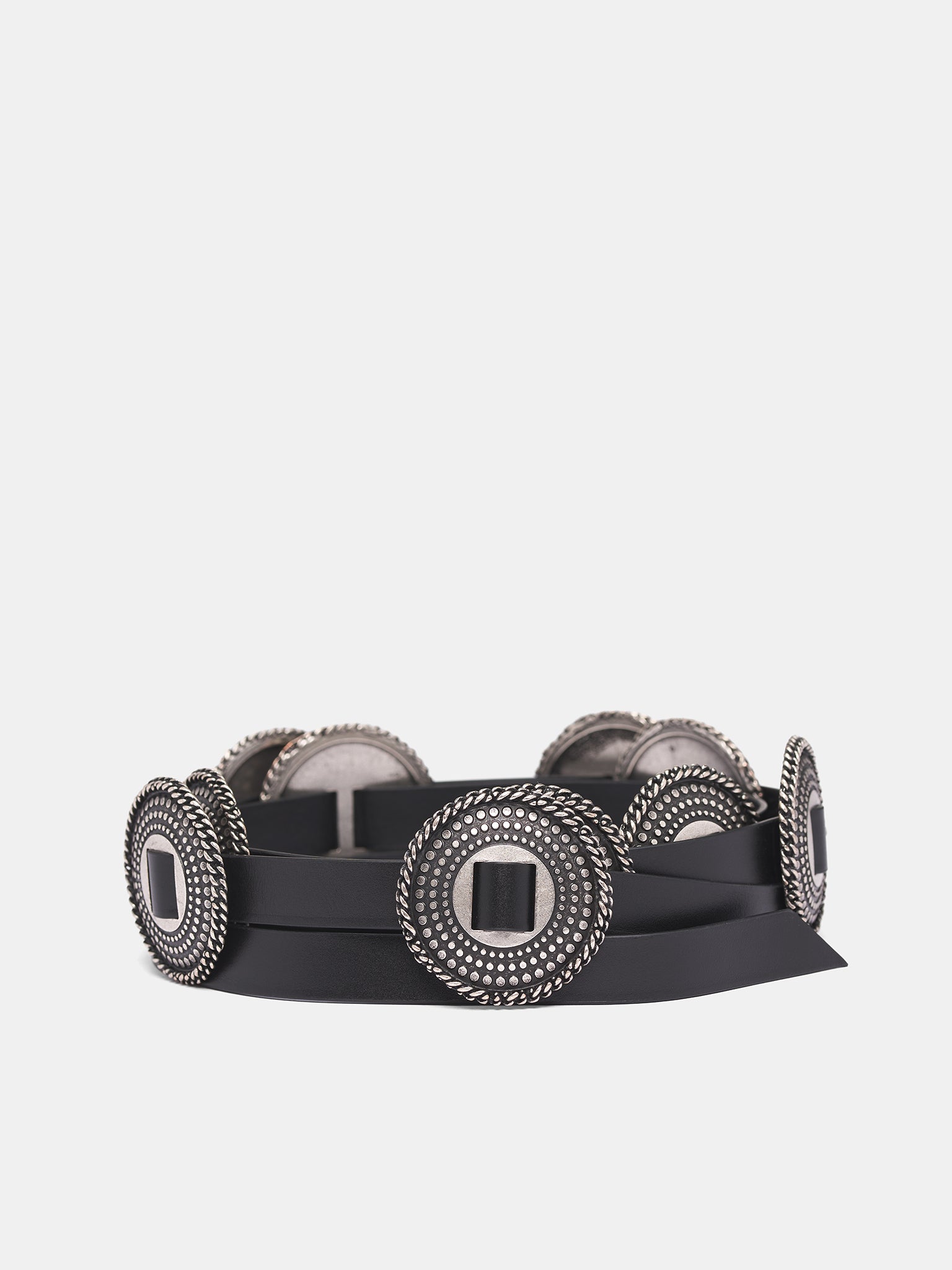 Black Leather Deci Concho Belt (B0013415-LT161-099-BLACK)