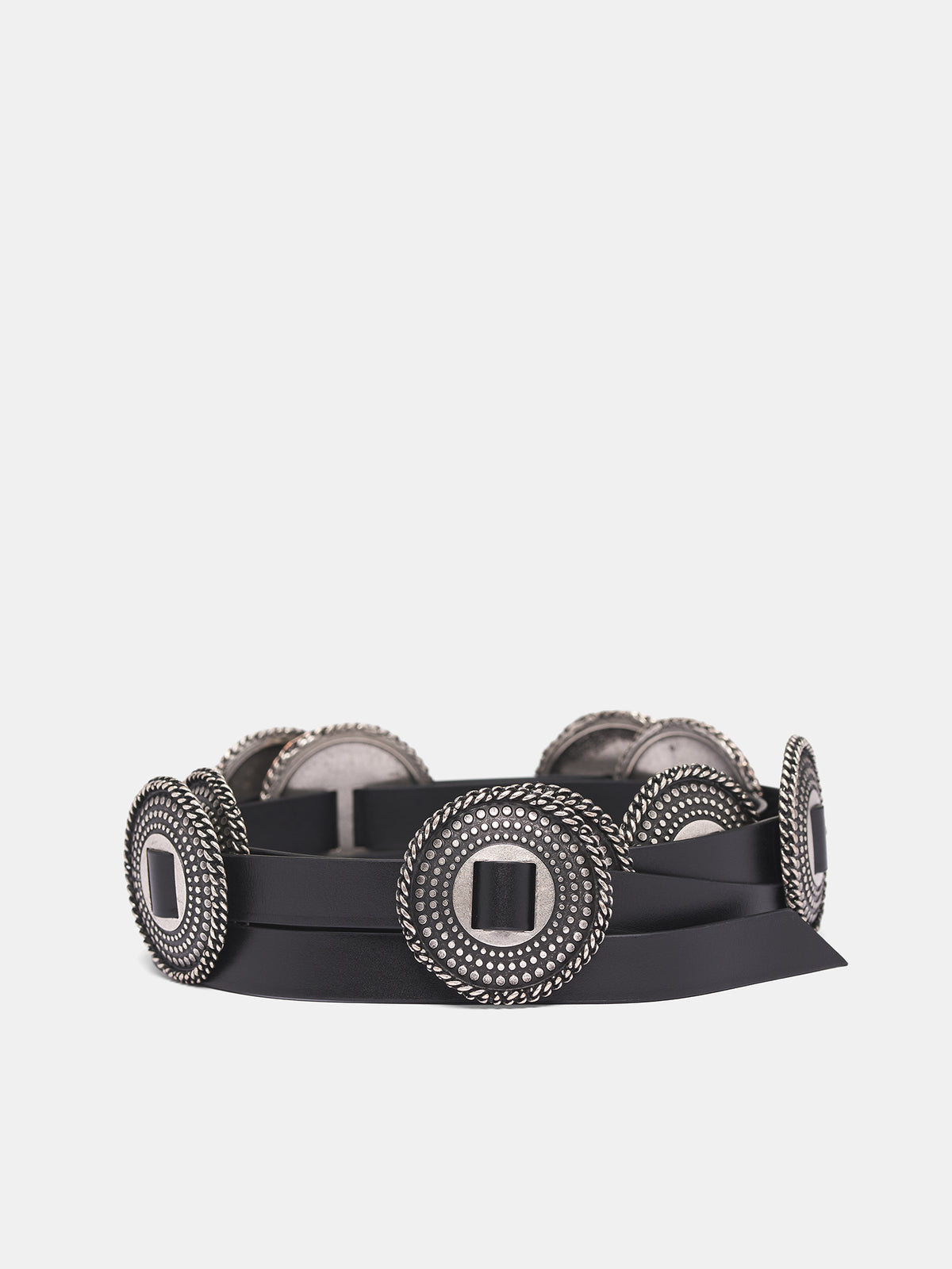 Black Leather Deci Concho Belt (B0013415-LT161-099-BLACK)