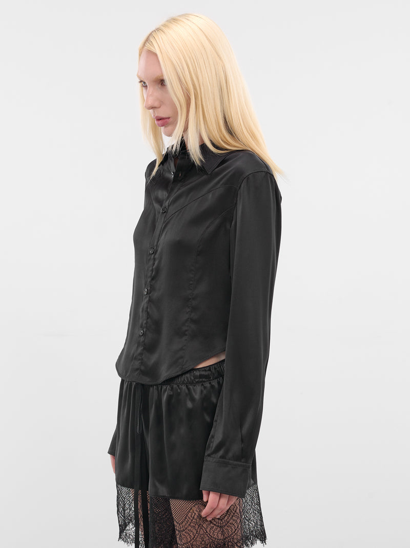 Black Drika Silk Western Shirt (B0013427-FA134-BLACK)