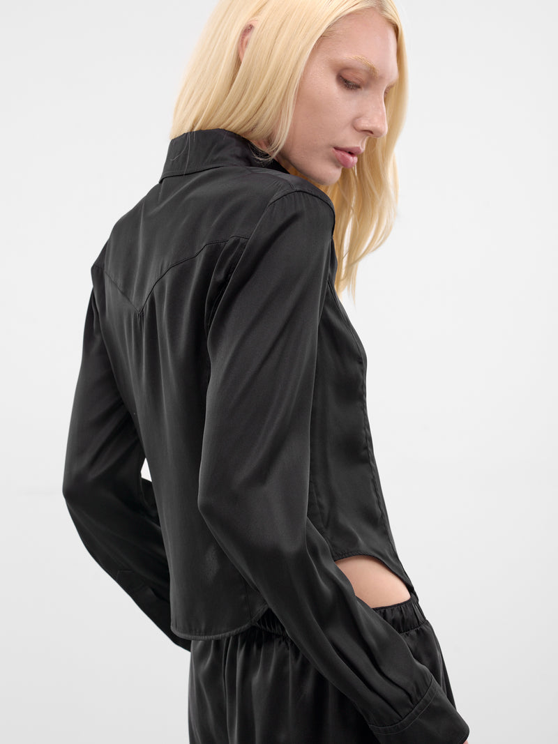 Black Drika Silk Western Shirt (B0013427-FA134-BLACK)