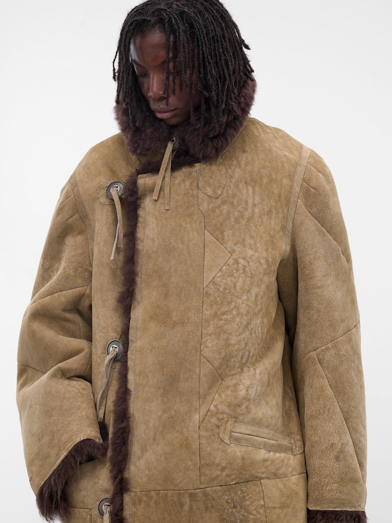 Augustijn Brown Suede Shearling Coat (B0013467-FR007-TAUPE-BROWN)