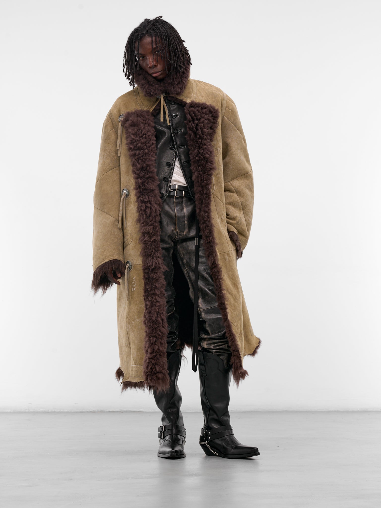 Augustijn Brown Suede Shearling Coat (B0013467-FR007-TAUPE-BROWN)