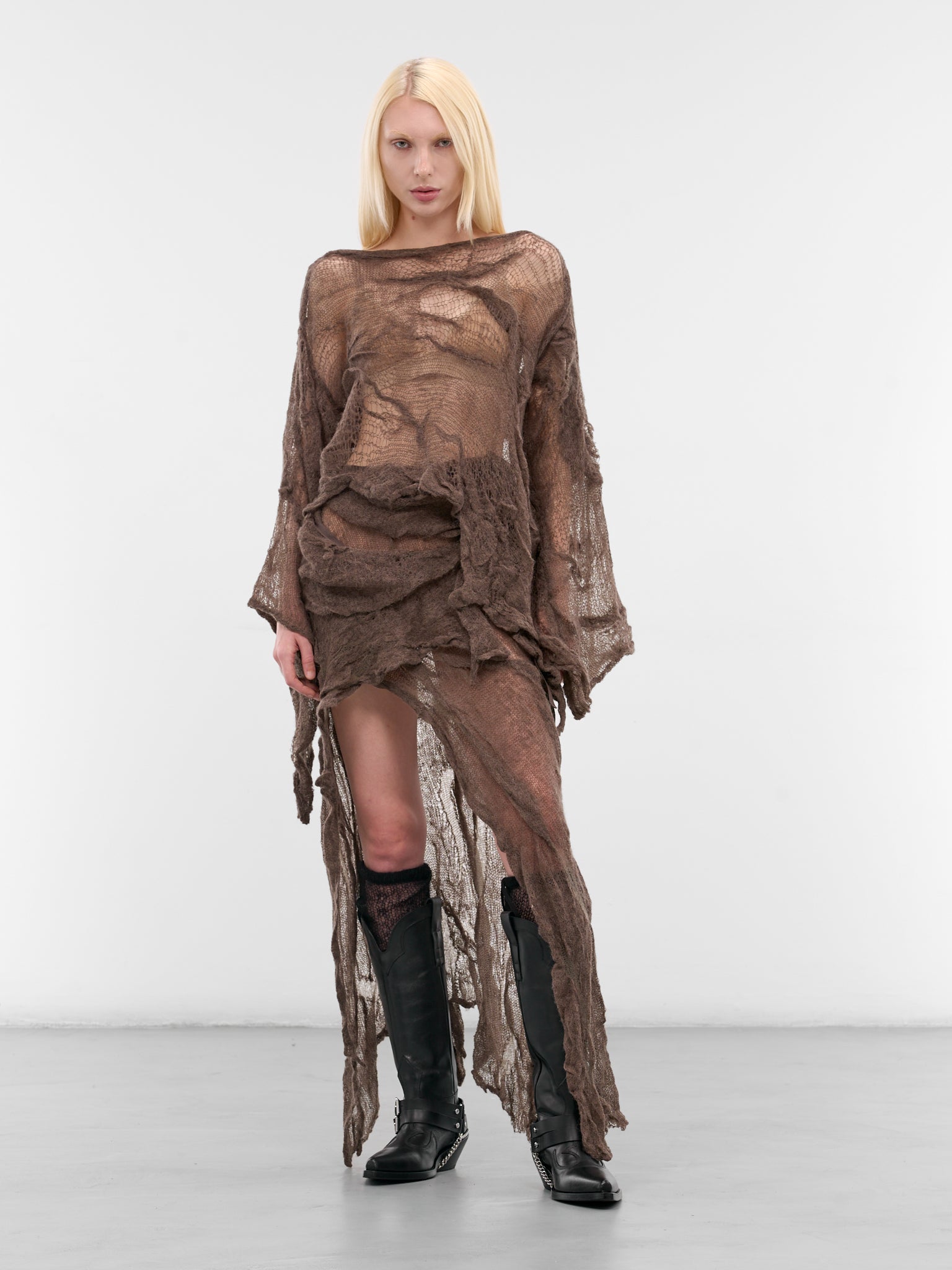Beige Philomien Asymmetric Wrap Skirt (B0013477-KN076-BEAVER)