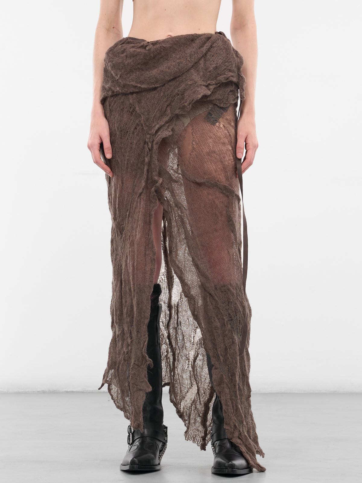 Beige Philomien Asymmetric Wrap Skirt (B0013477-KN076-BEAVER)