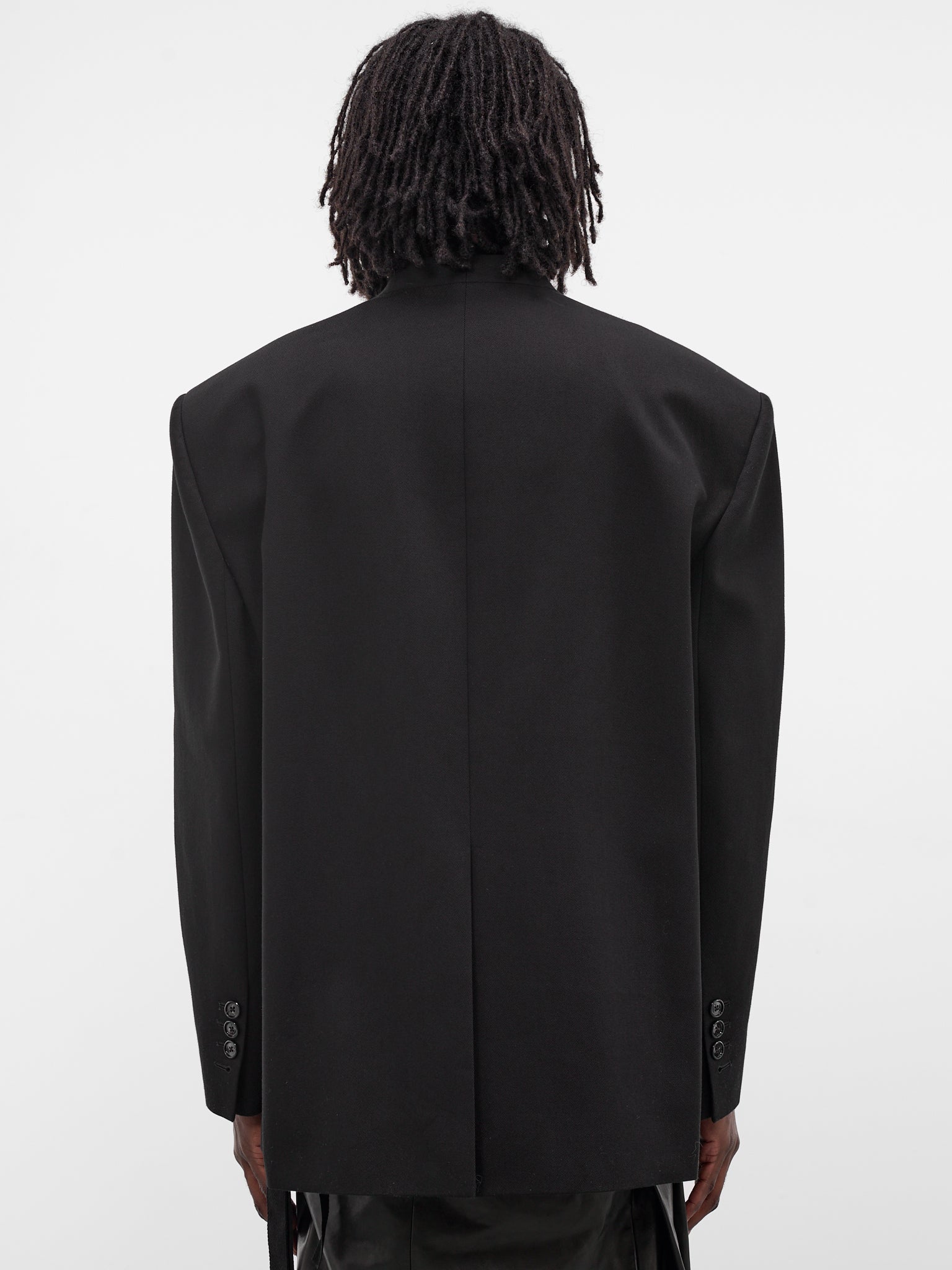 Walid Black Oversized Lapelless Blazer (B0013481-FA696-BLACK)