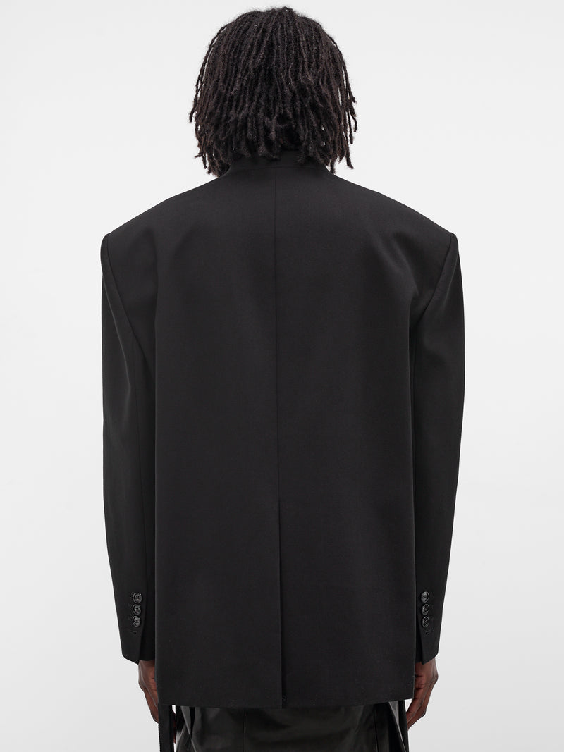 Walid Black Oversized Lapelless Blazer (B0013481-FA696-BLACK)