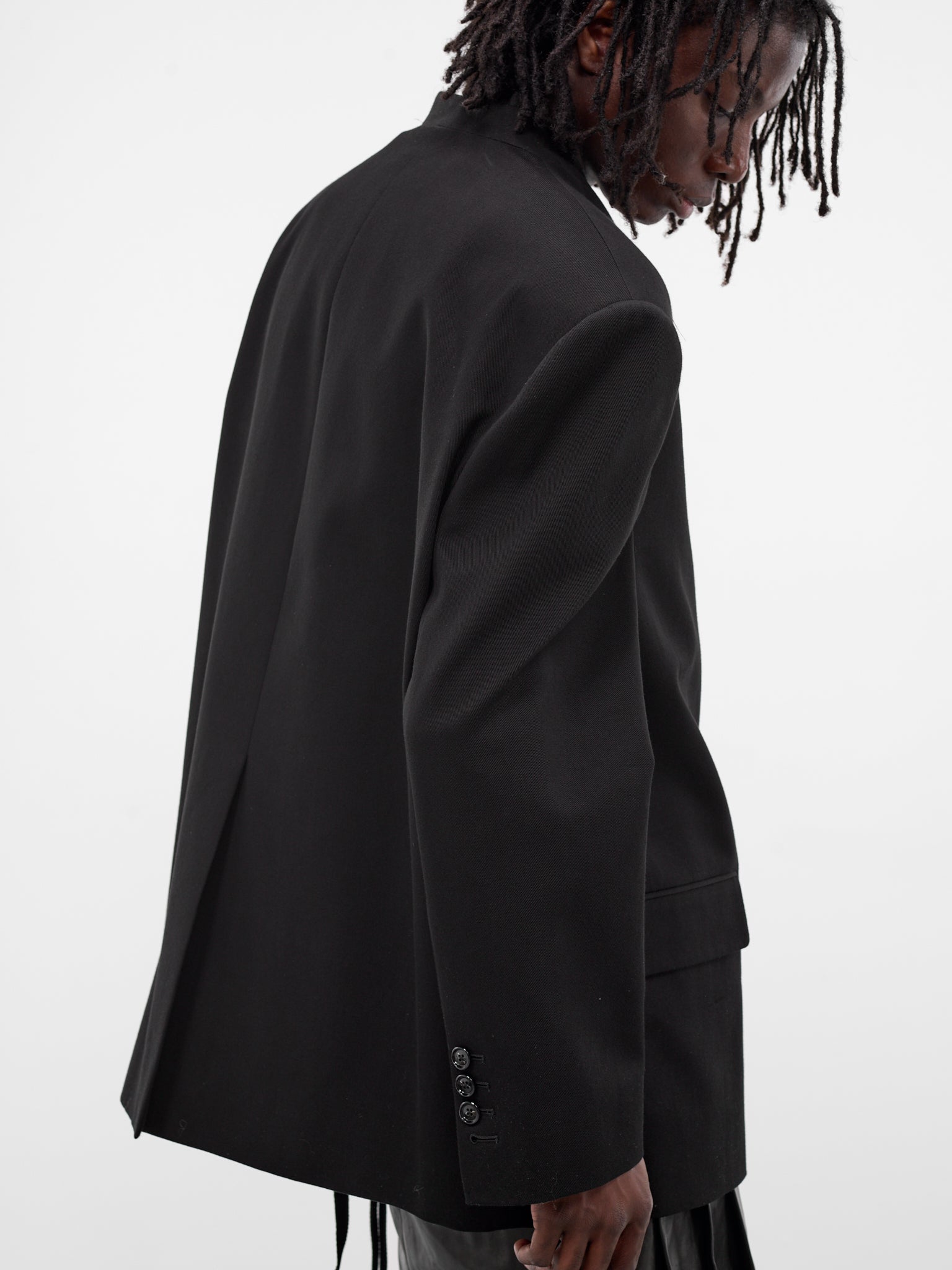 Walid Black Oversized Lapelless Blazer (B0013481-FA696-BLACK)