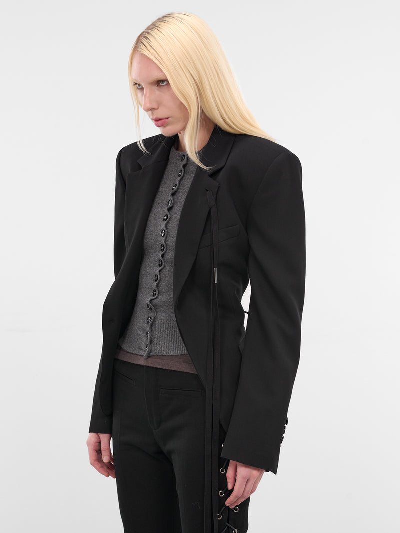 Jomar Black Wool Lacer-Up Blazer (B0013509-FA556-BLACK)