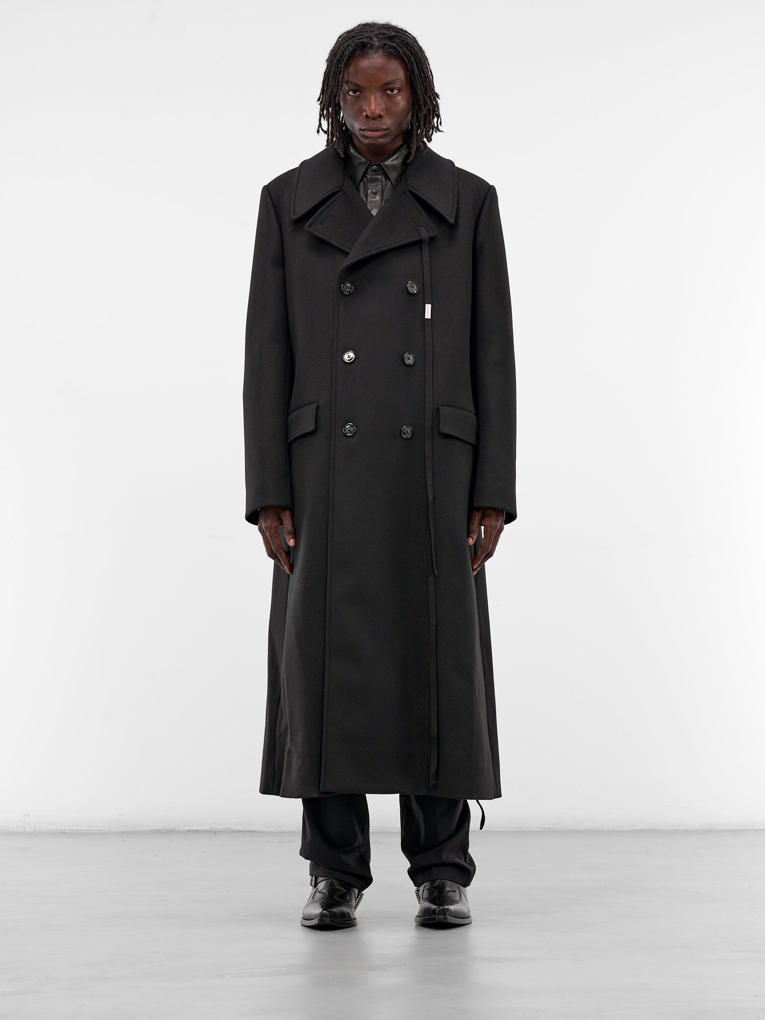 Miles Black Long Wool Coat (B0013513-FA674-BLACK)