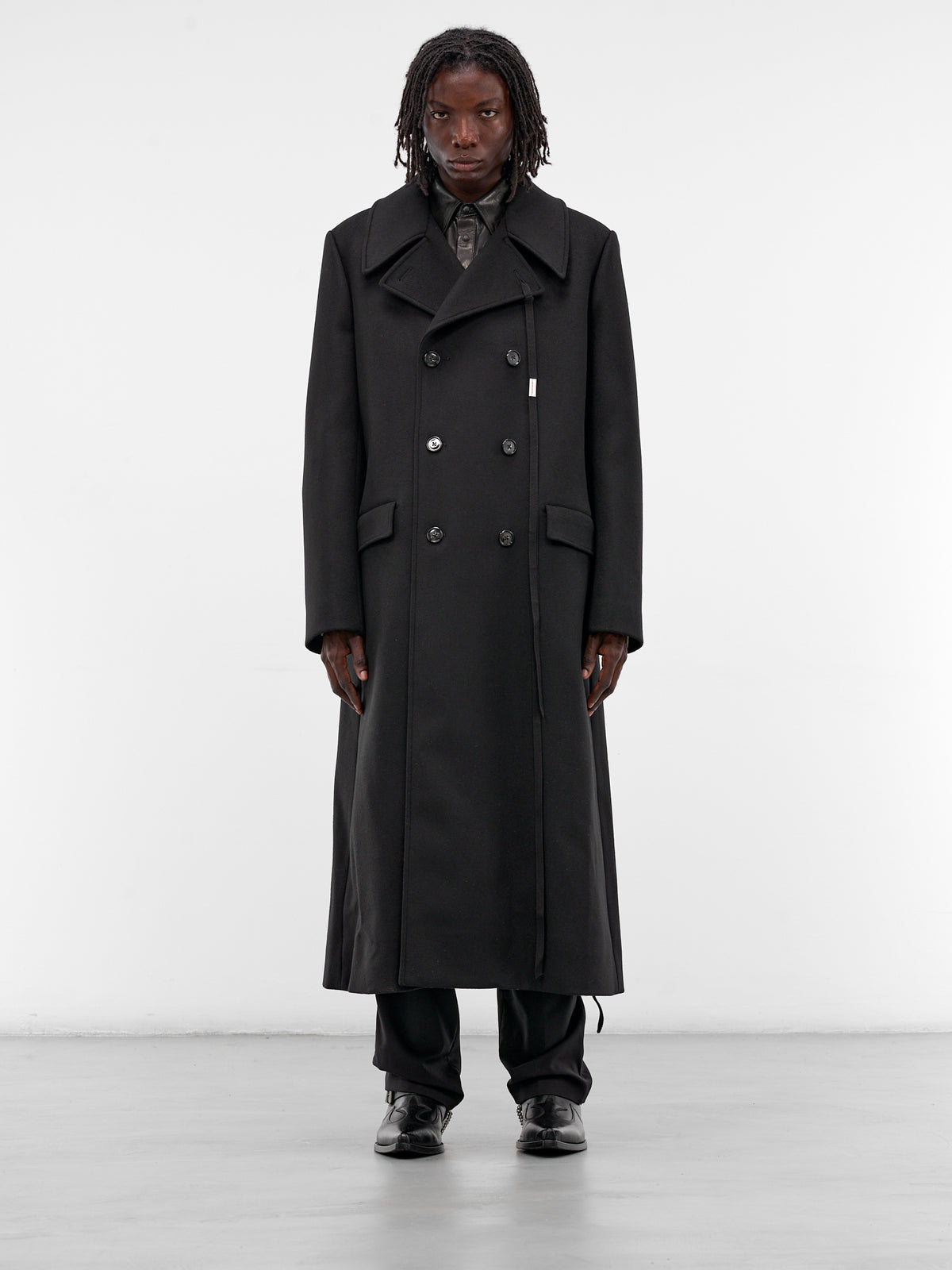 Miles Black Long Wool Coat (B0013513-FA674-BLACK)