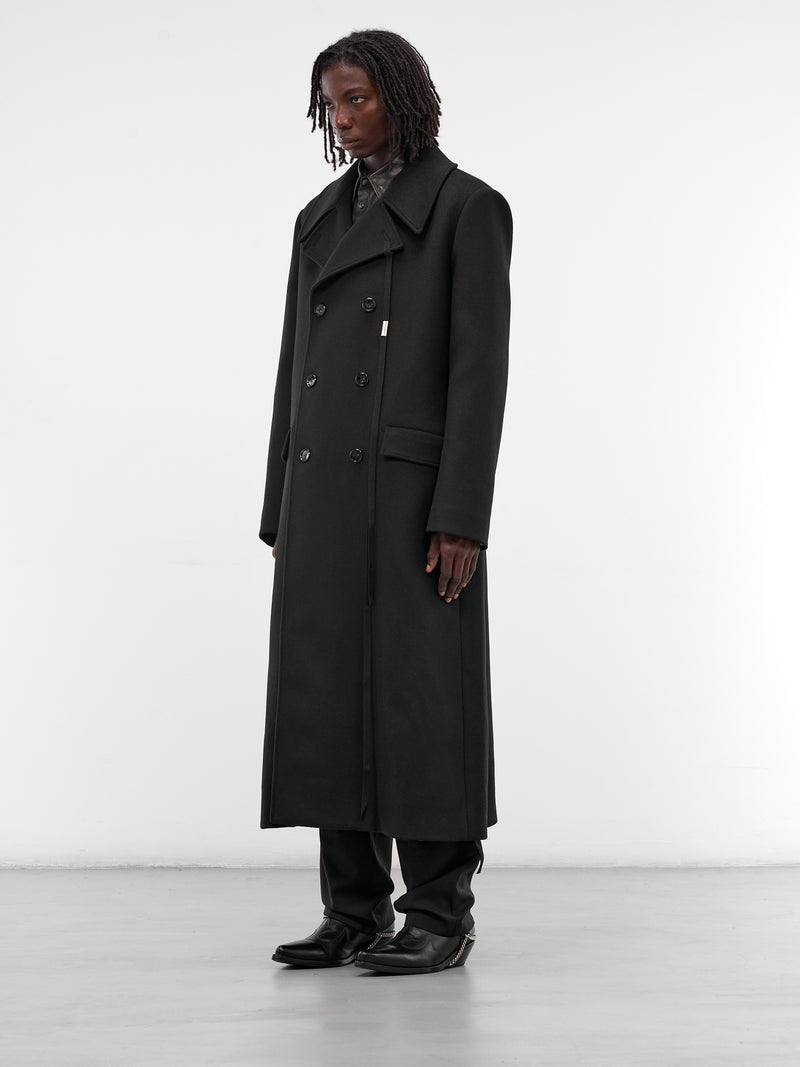 Miles Black Long Wool Coat (B0013513-FA674-BLACK)