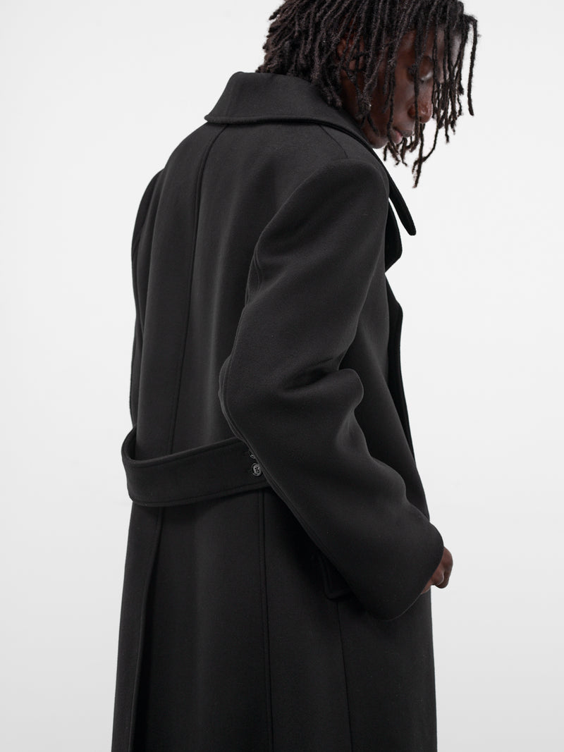 Miles Black Long Wool Coat (B0013513-FA674-BLACK)