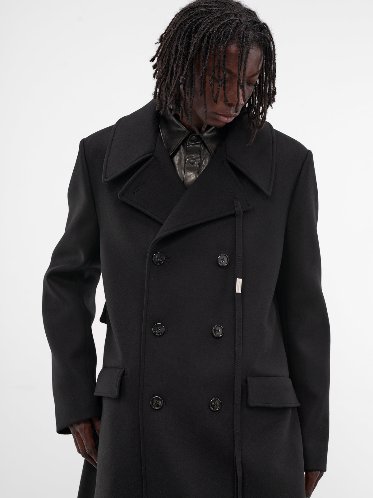 Miles Black Long Wool Coat (B0013513-FA674-BLACK)