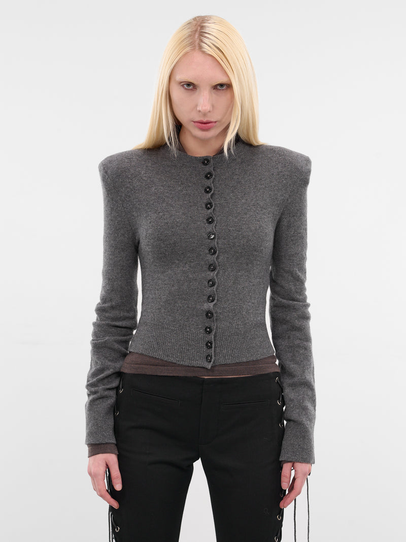 Jate Gray Wool Tailored Cardigan (B0013532-KN073-STEEL)