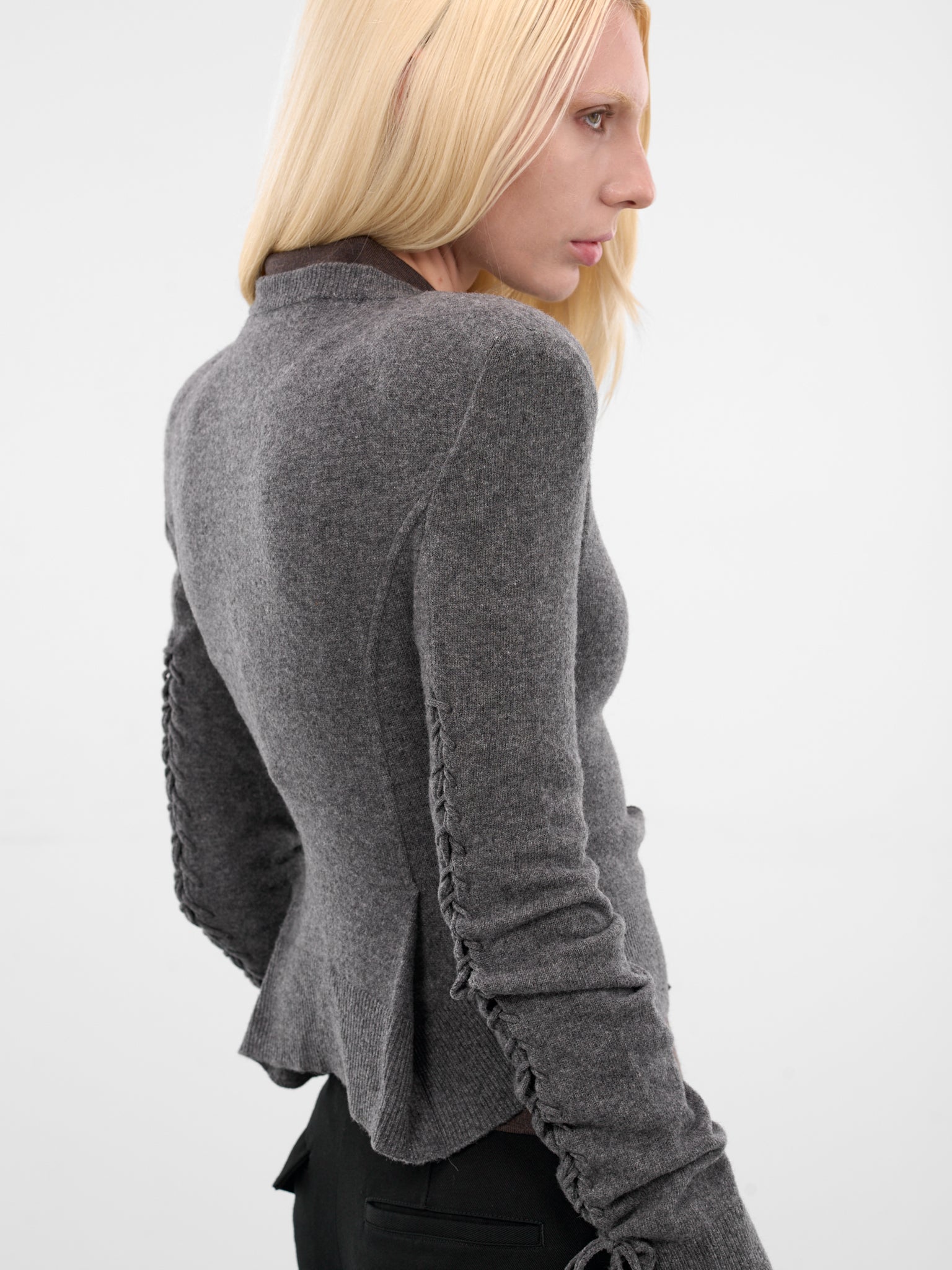 Jate Gray Wool Tailored Cardigan (B0013532-KN073-STEEL)