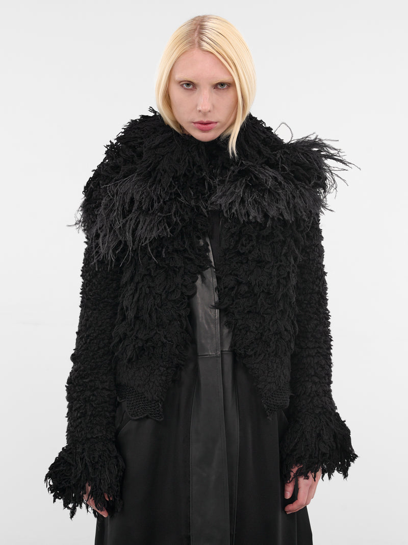 Leke Black Feather Shearling Jacket (B0013540-KN082-BLACK)