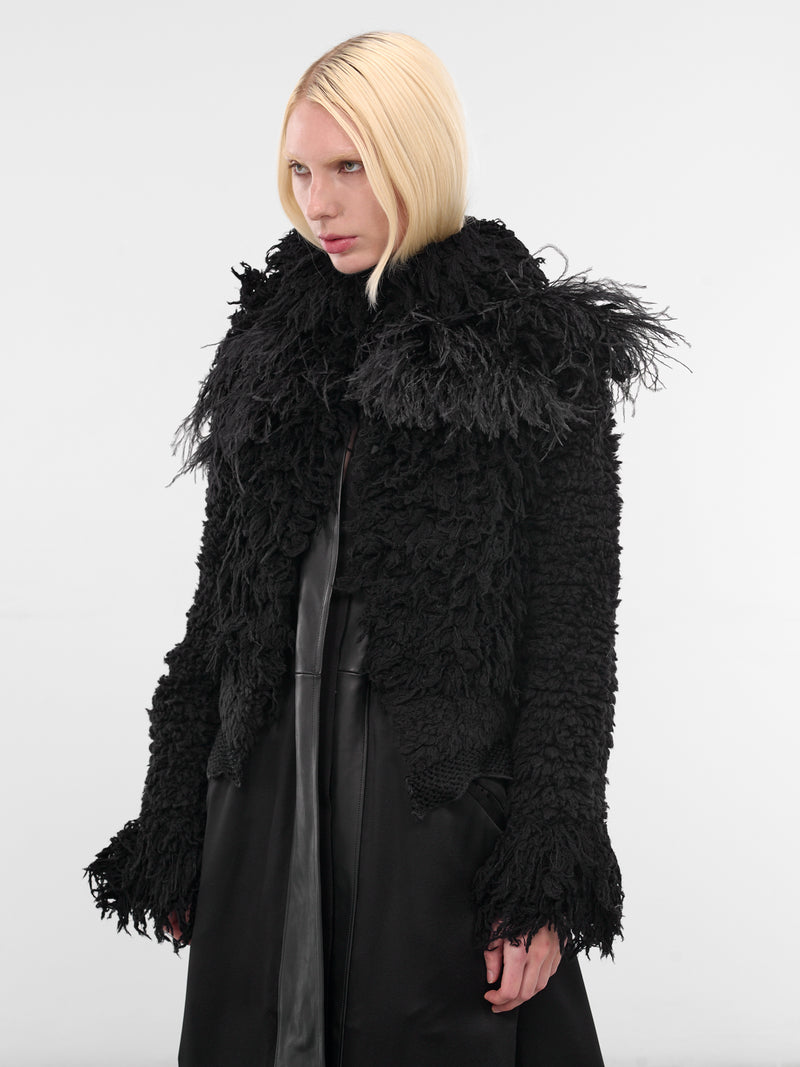 Leke Black Feather Shearling Jacket (B0013540-KN082-BLACK)